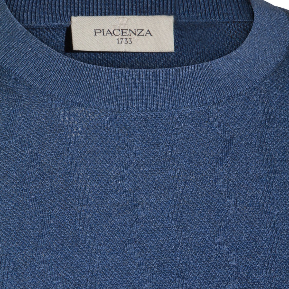 Piacenza Cashmere Textured Front Short-Sleeve Knit Top In Clear Blue Shade