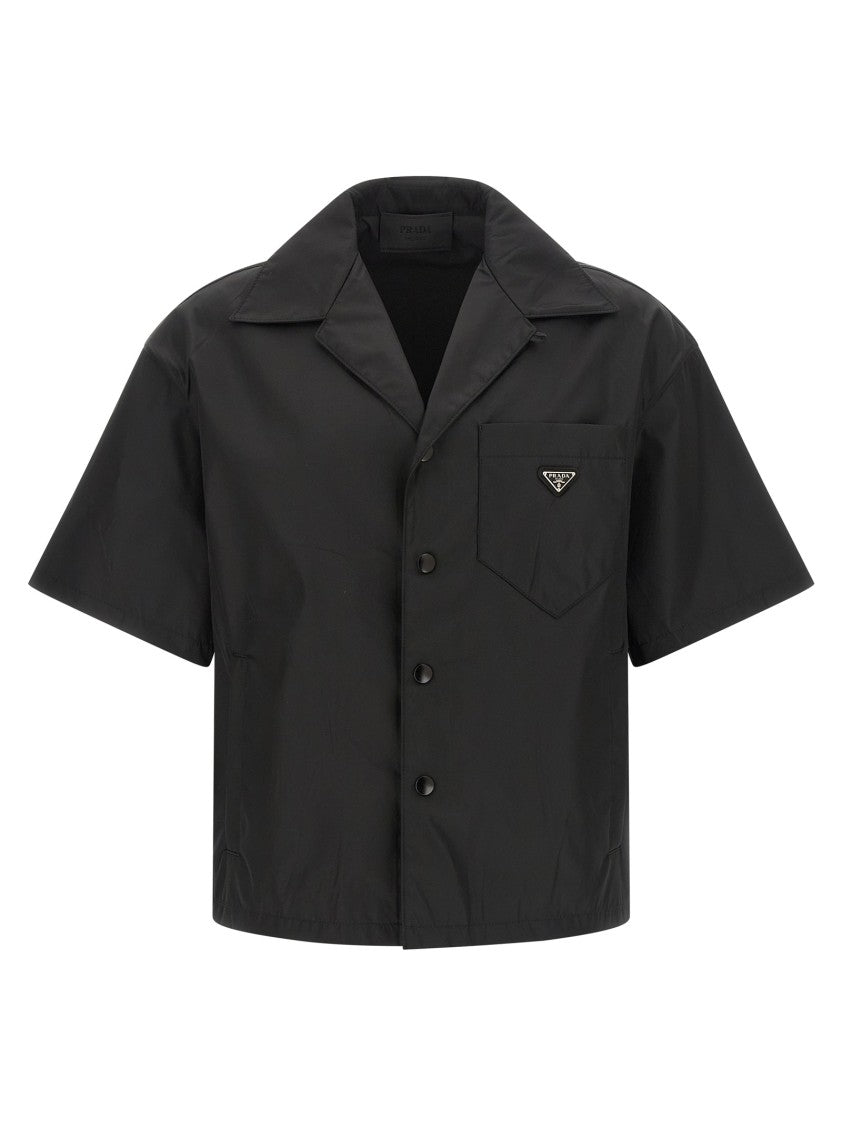 Prada Re-Nylon Bowling Shirt With Enamelled Logo