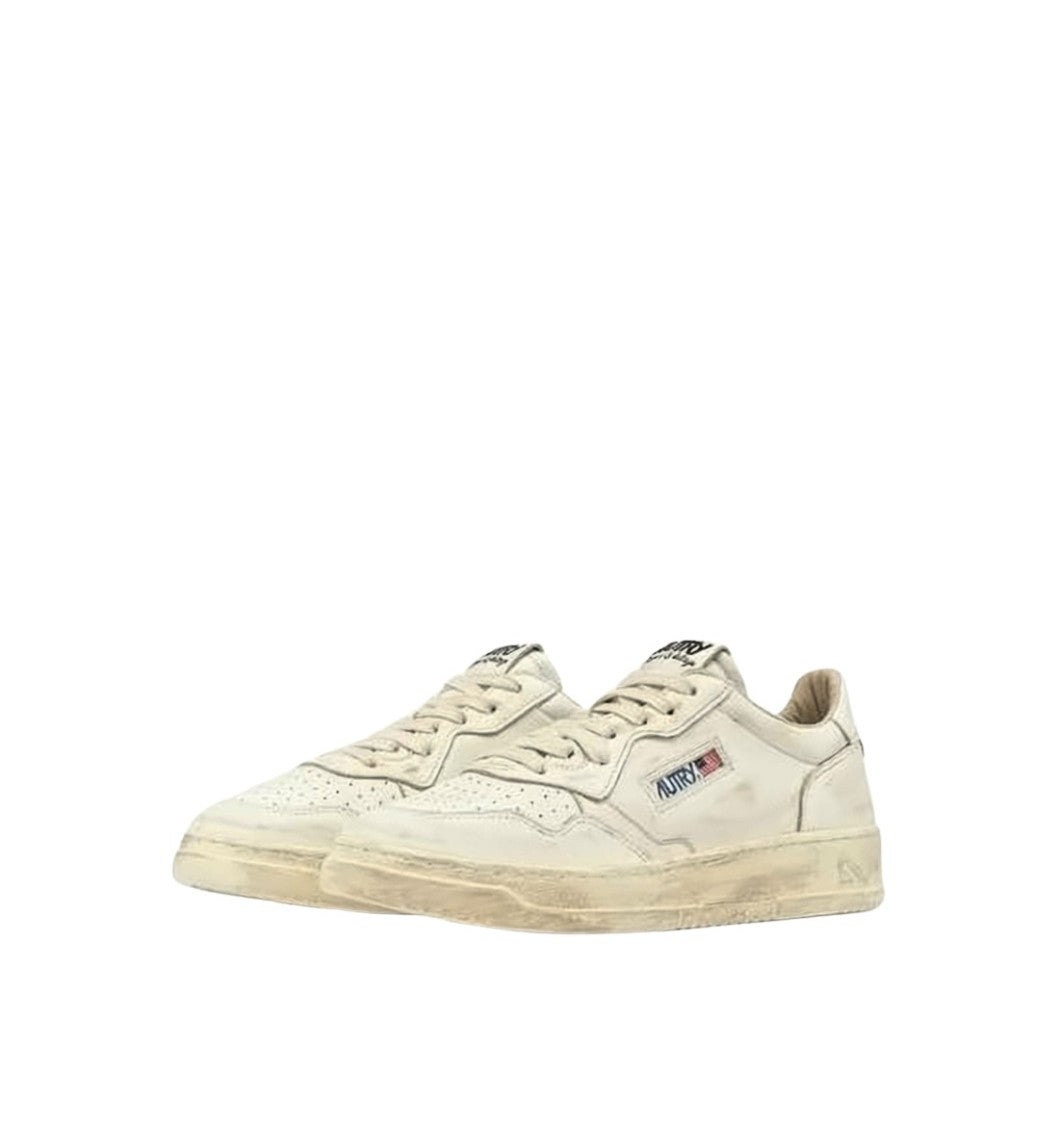 Autry Vintage-Inspired Off-White Sneakers With Distressed Finish
