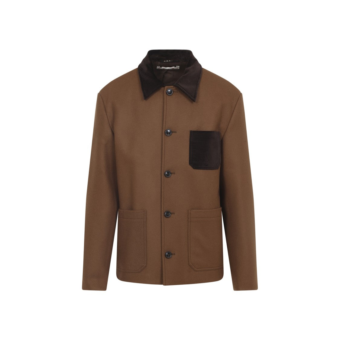 Marni Brown Virgin Wool Double Splittable Wool Felt Workwear Jacket