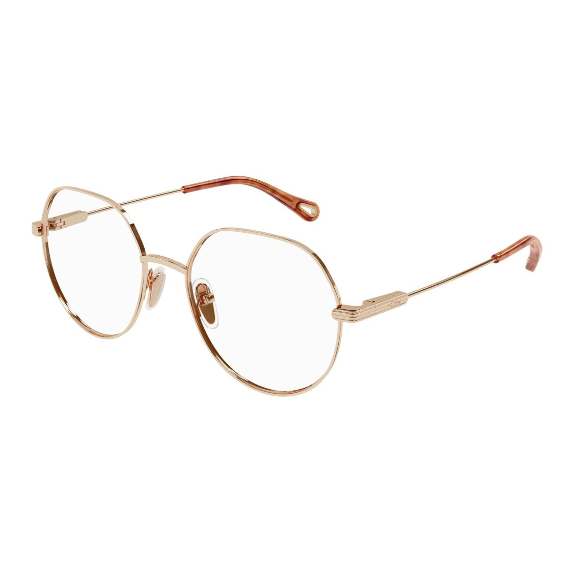Chloé Ch0137o Geometric Sunglasses With Amber-Tipped Temples