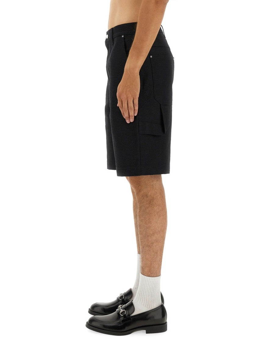 Gucci Gg Black Jacquard Utility Denim Shorts