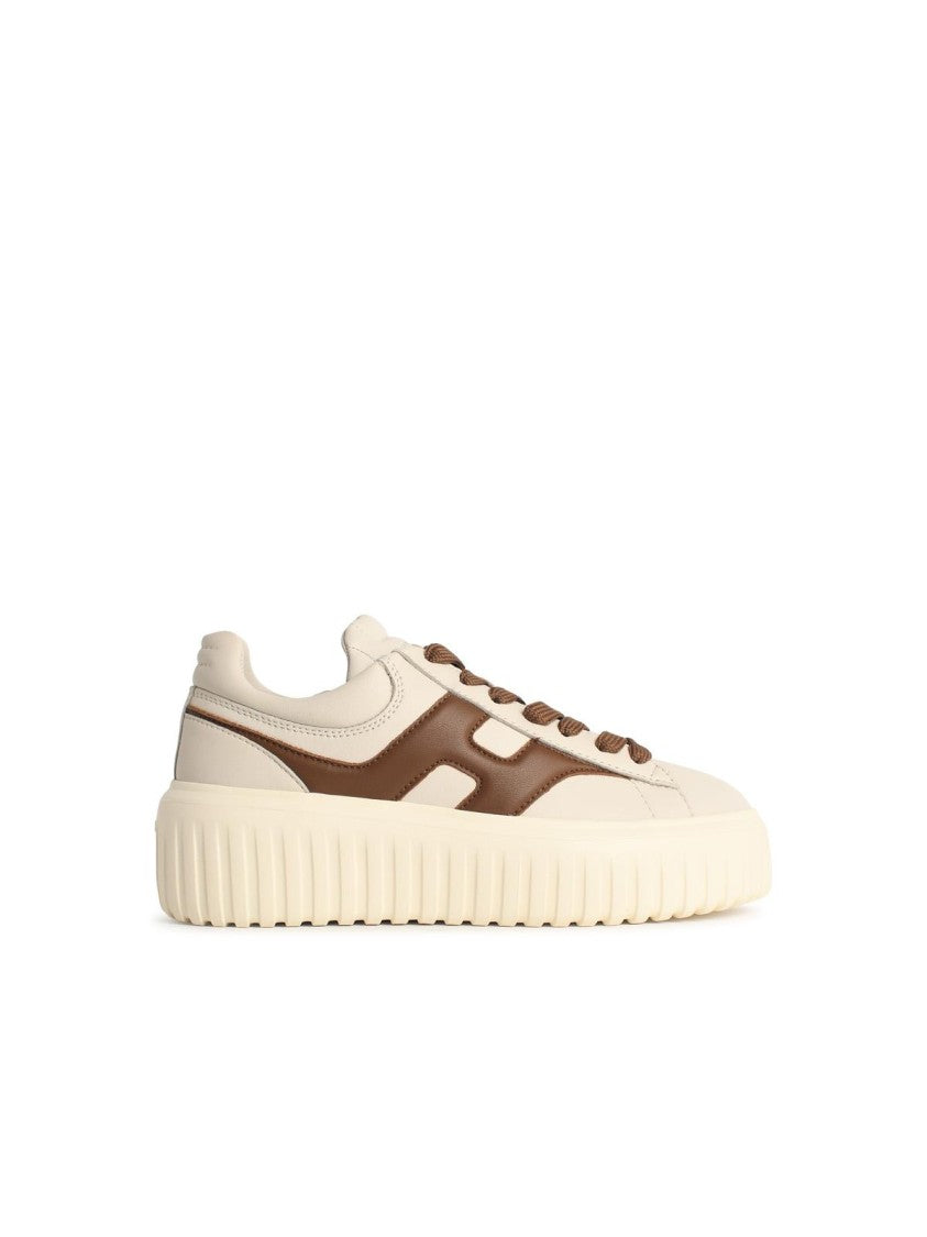 Hogan 'H Stipes' Ivory Leather Sneakers