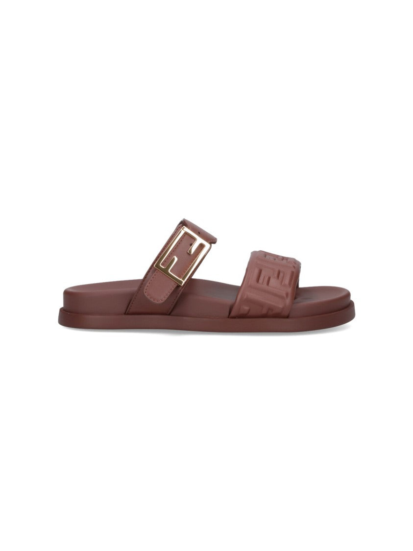 Fendi "Feel" Slide Sandals – Brown