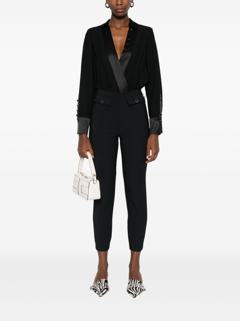 Elisabetta Franchi Bodysuit Shirt With Satin Lapels