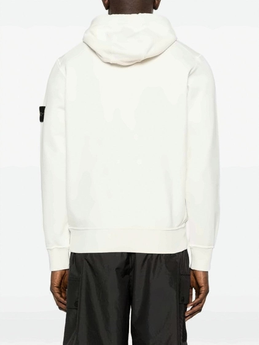 Stone Island White Hoodie With Distinctive Patch Logo