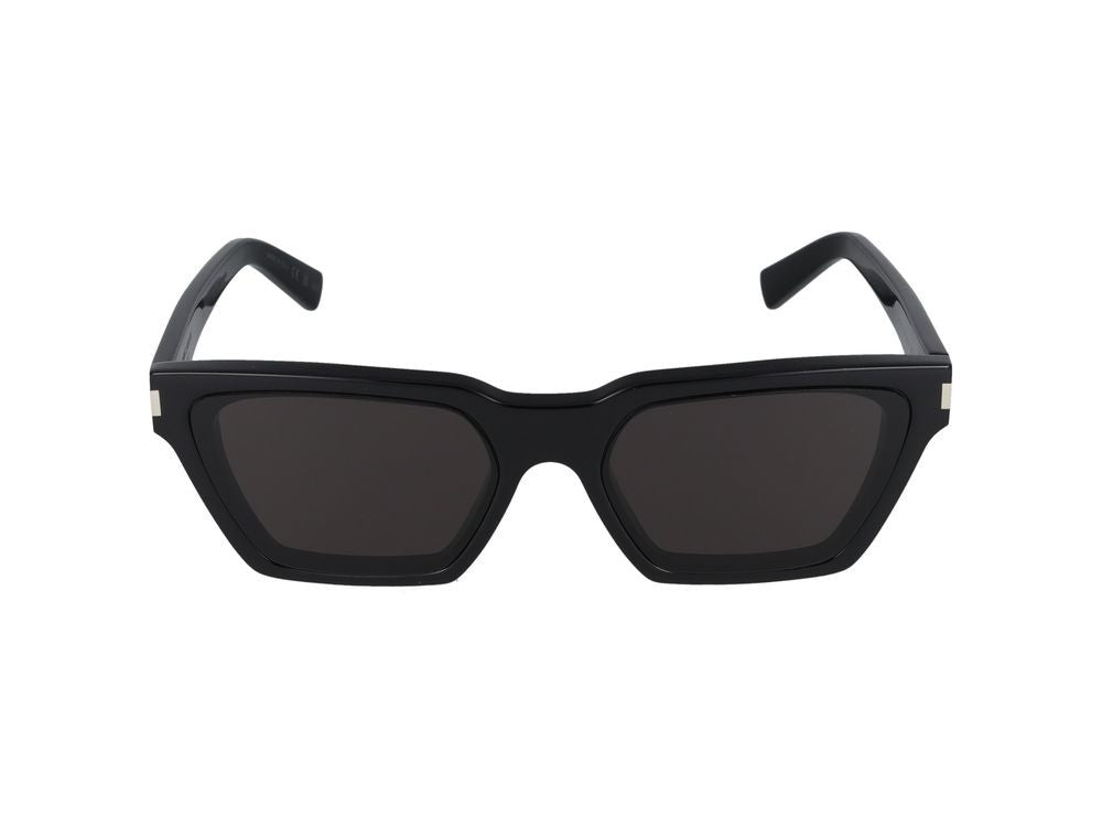 Saint Laurent Black Glossy Acetate Oversized Square Sunglasses