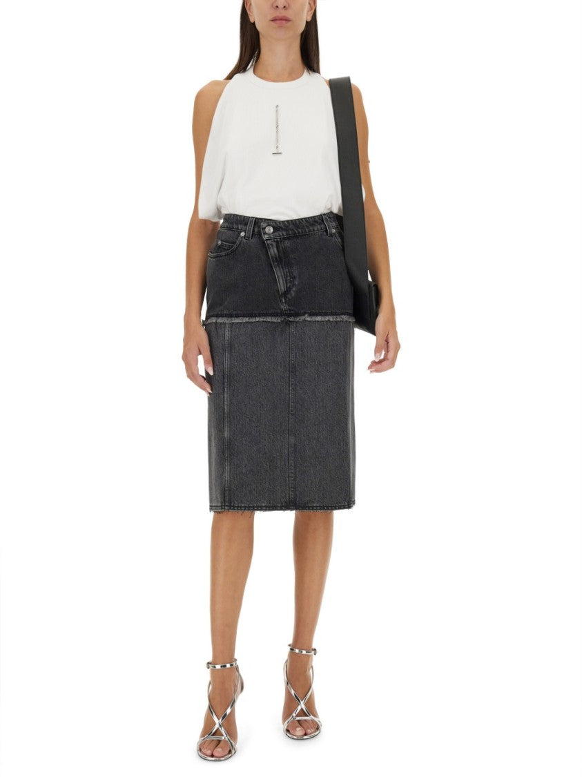 Alexander Mcqueen Two-Tone Denim Skirt