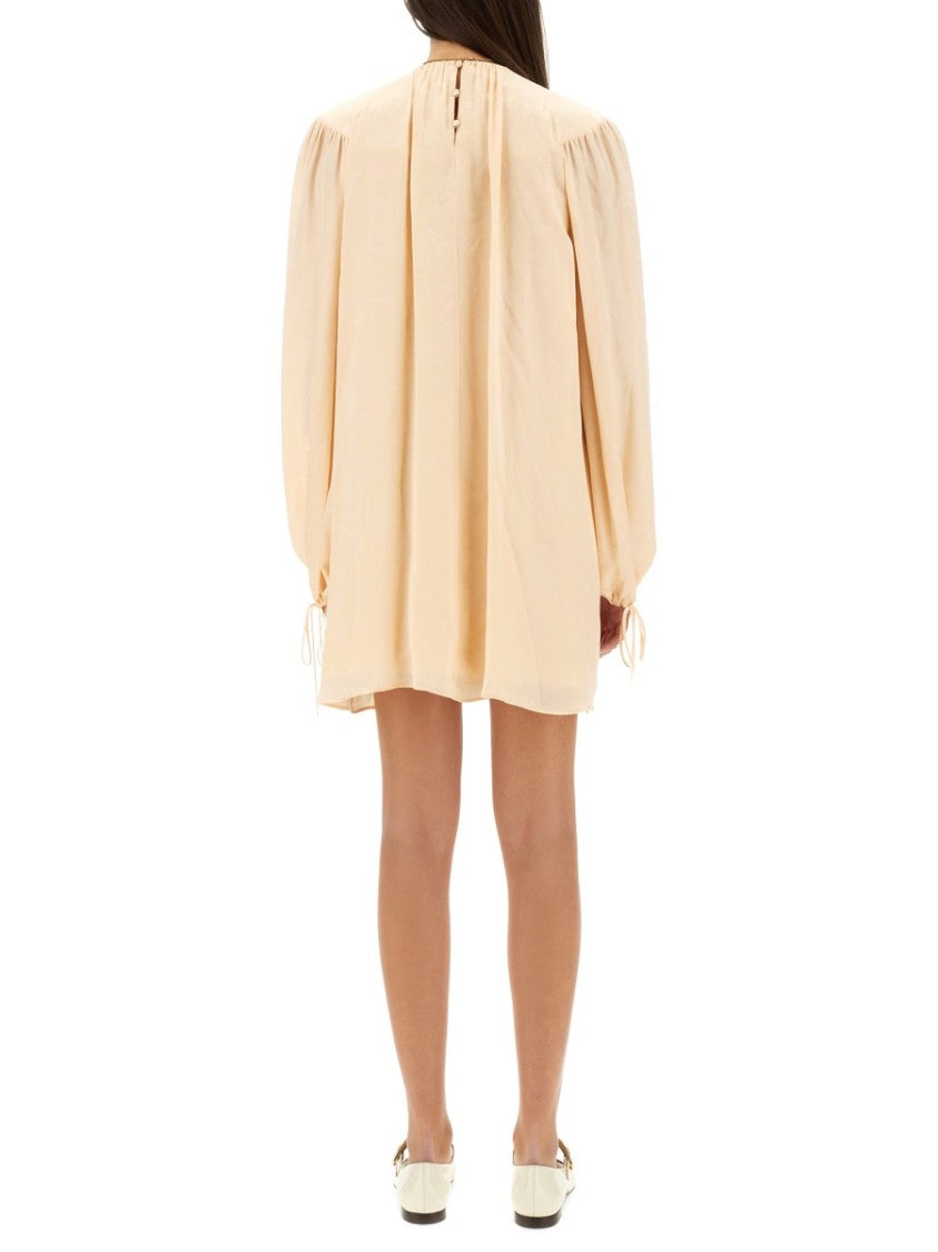 Chloé Shirred Mini Silk Dress