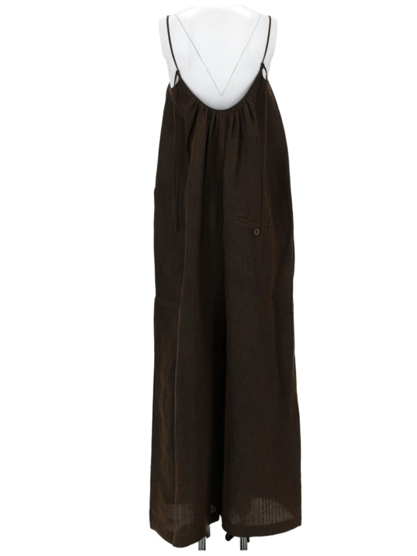 Uma Wang Sleeveless Wide-Leg Jumpsuit With Gathered Neckline