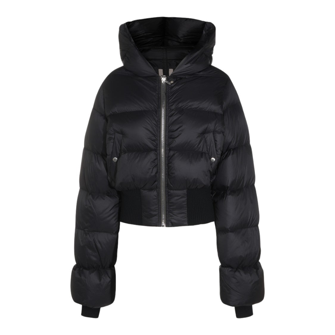 Rick Owens Cropped Puffer Coat With High Collar And Hood