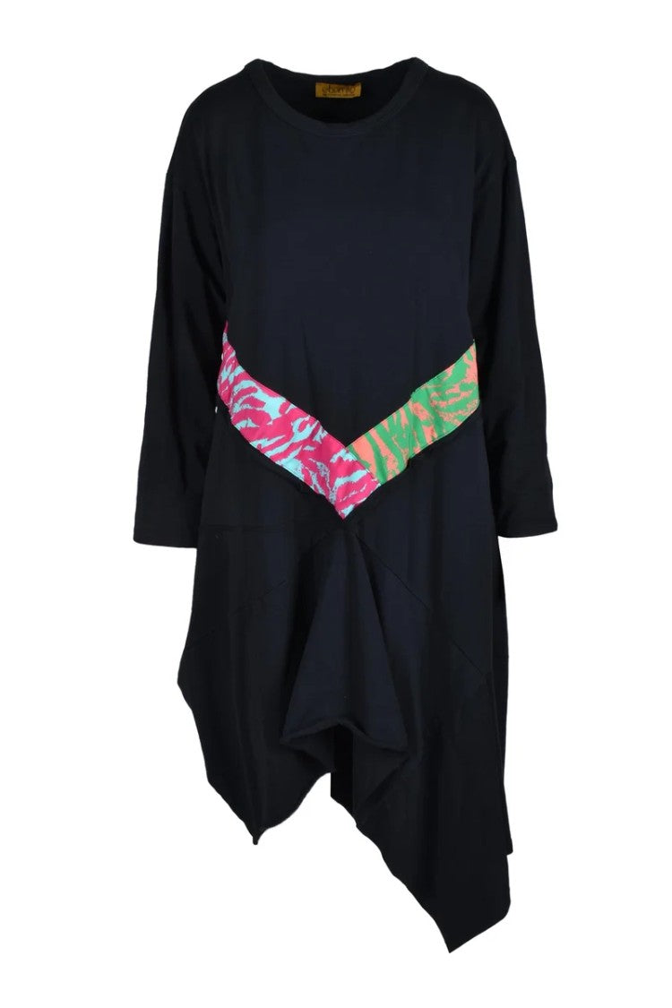 Ebarrito Black Asymmetrical Cotton-Blend Evening Dress