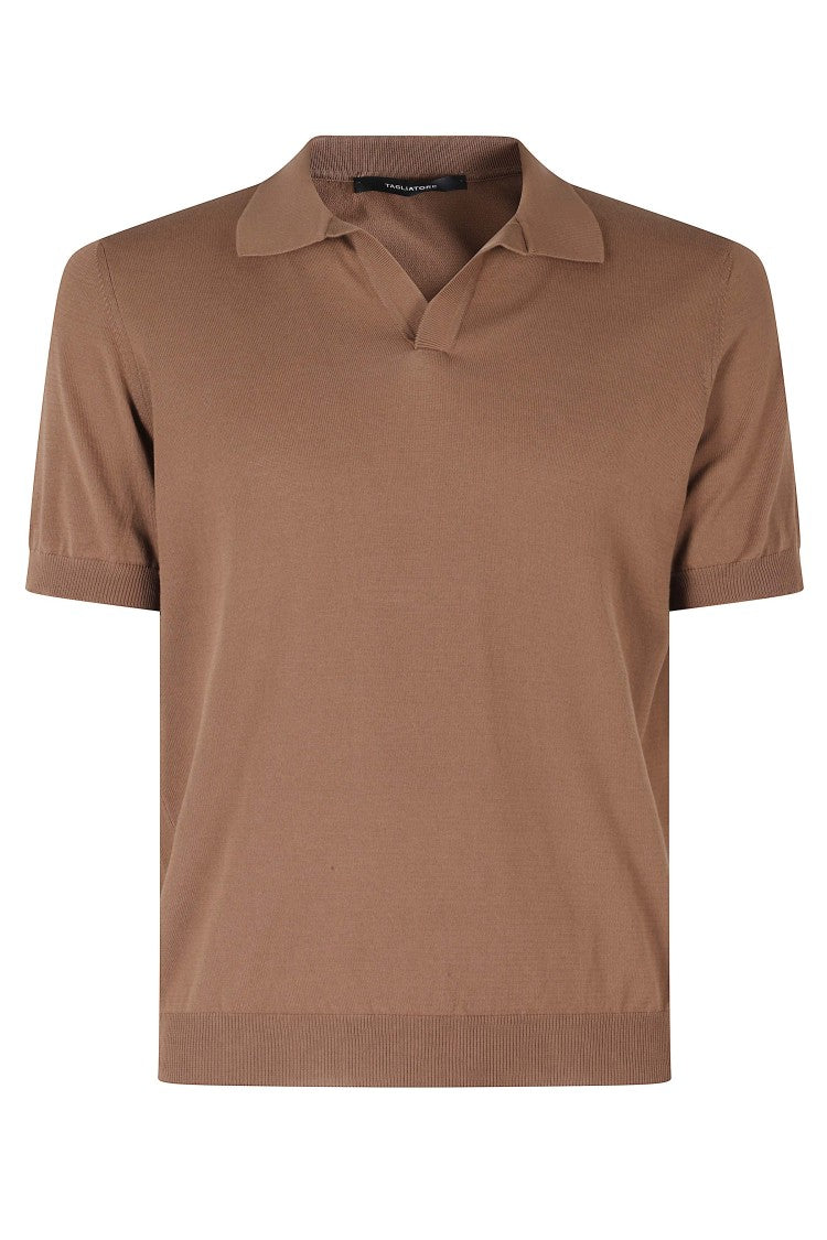 Tagliatore Mud Keith Short Sleeve Ribbed Trim Cotton Polo Shirt
