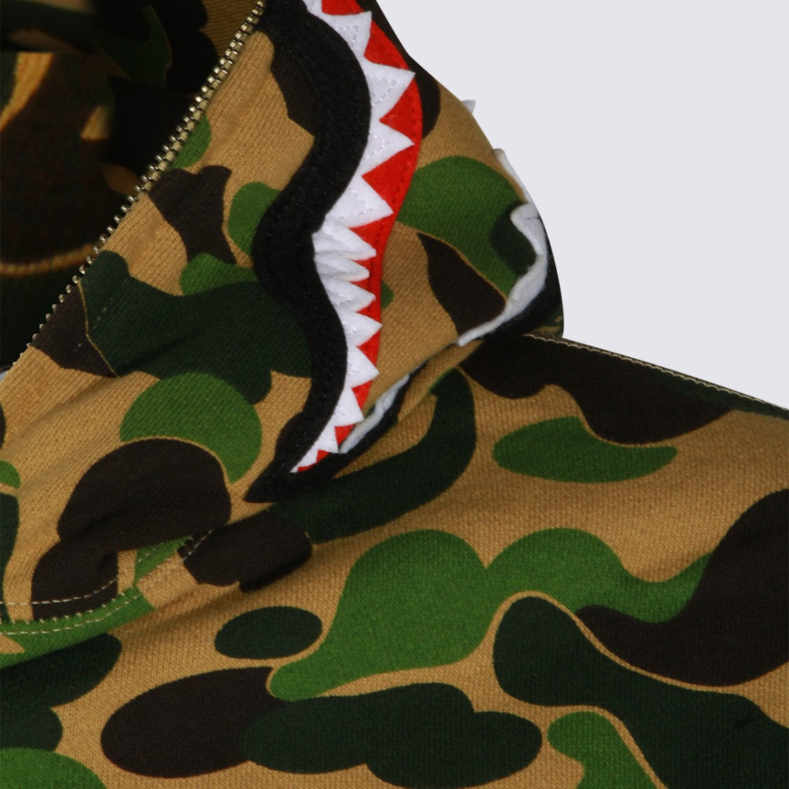 Bape Camouflage Zip-Up Hoodie With Shark Face Design
