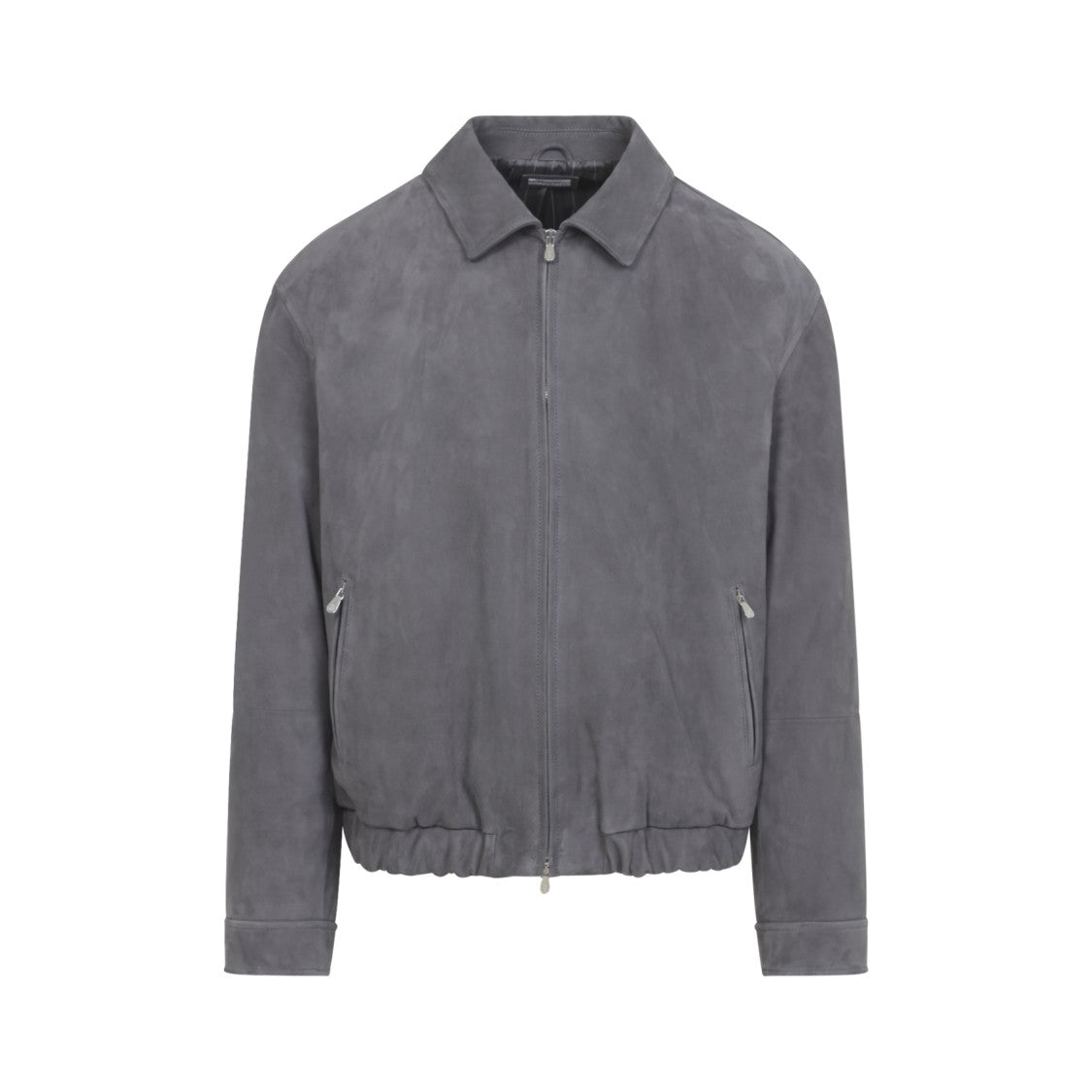 Brunello Cucinelli Grey Suede Jacket With Tailored Fit