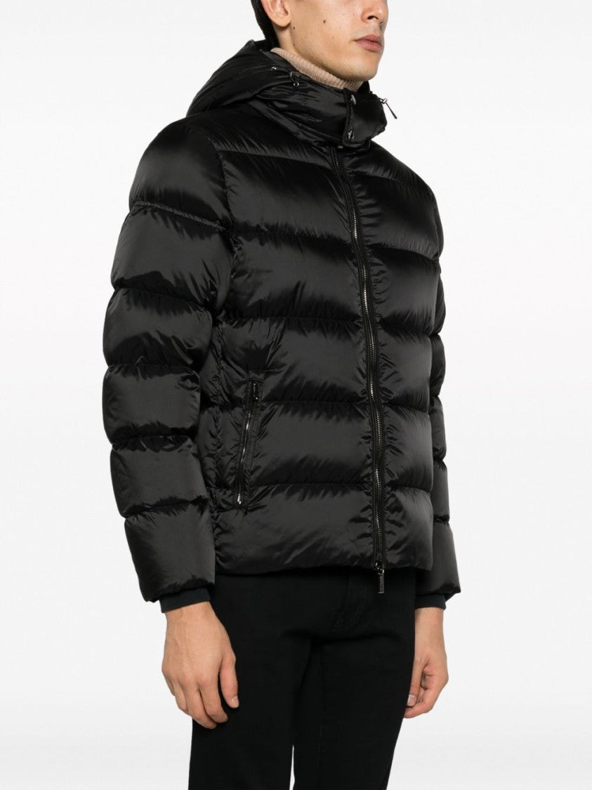 Moorer Puffy Black Coat With High Collar