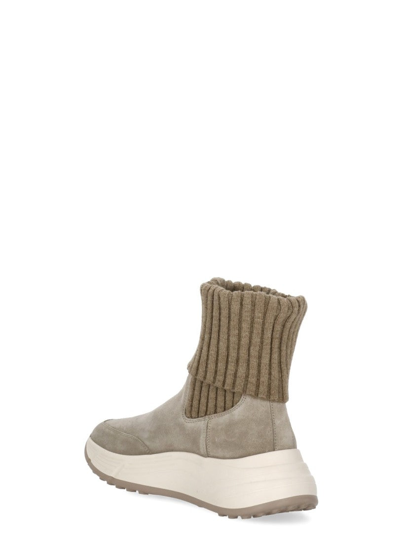 Hogan High-Top Suede Sneakers With Elasticated Fabric Panels
