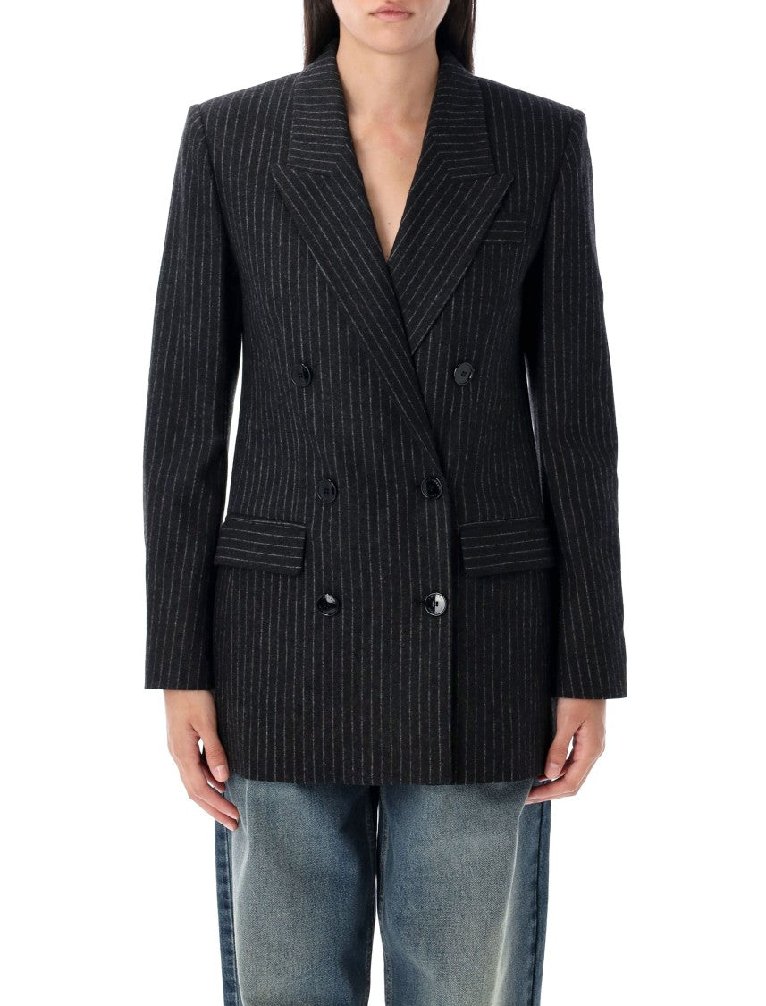Isabel Marant Jevima Double Breasted Padded Shoulder Blazer