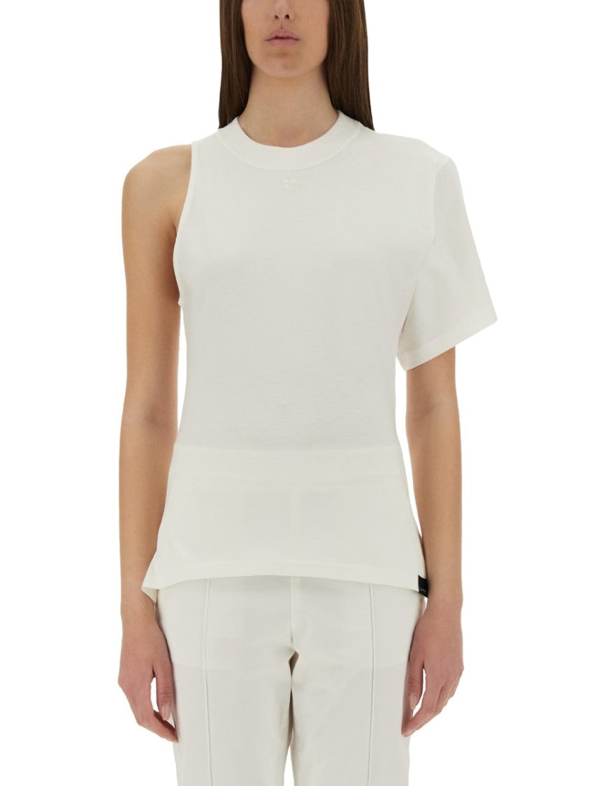 Courrèges One-Shoulder T-Shirt In Soft Cotton
