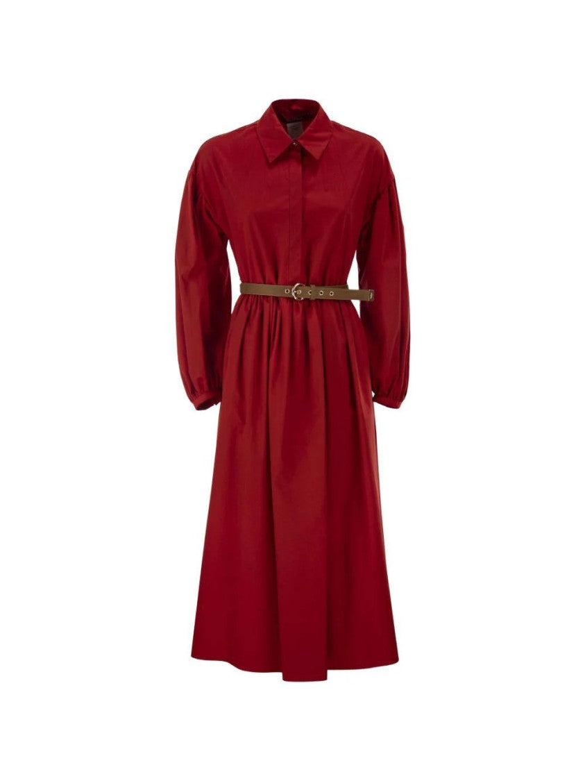Max Mara Knee-Length Red Midi Dress With Tailored Waist