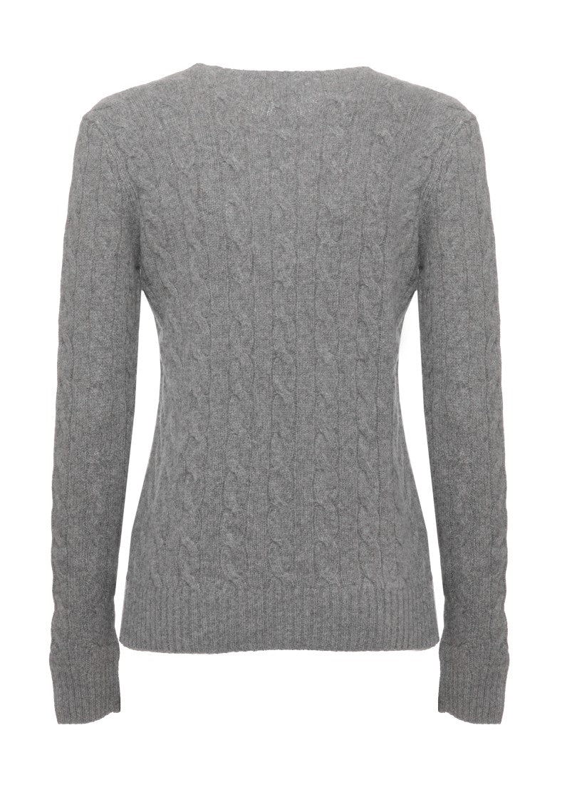 Polo Ralph Lauren Grey Woven Cable Knit Wool-Blend Sweater