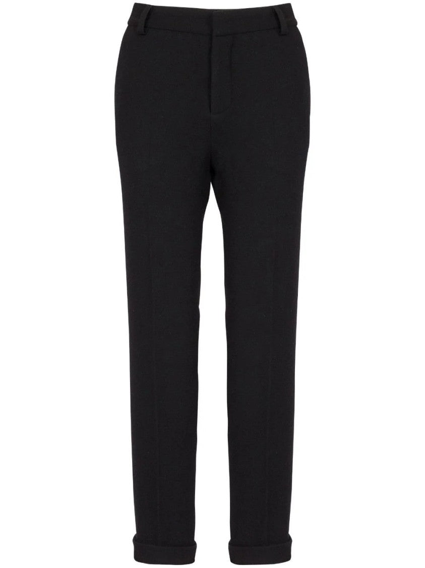 Balmain Tailored Black Crepe Straight Pants