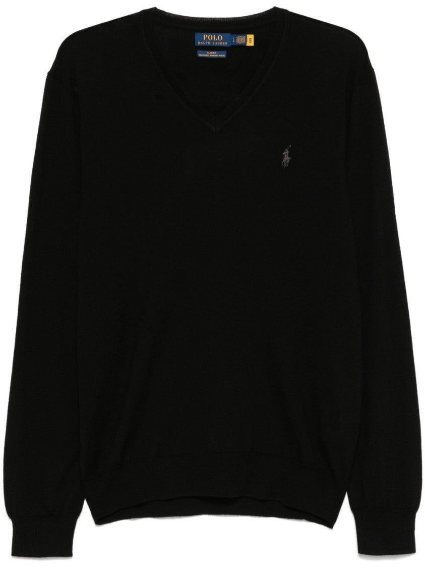 Polo Ralph Lauren V-Neck Wool Sweater With Embroidered Logo
