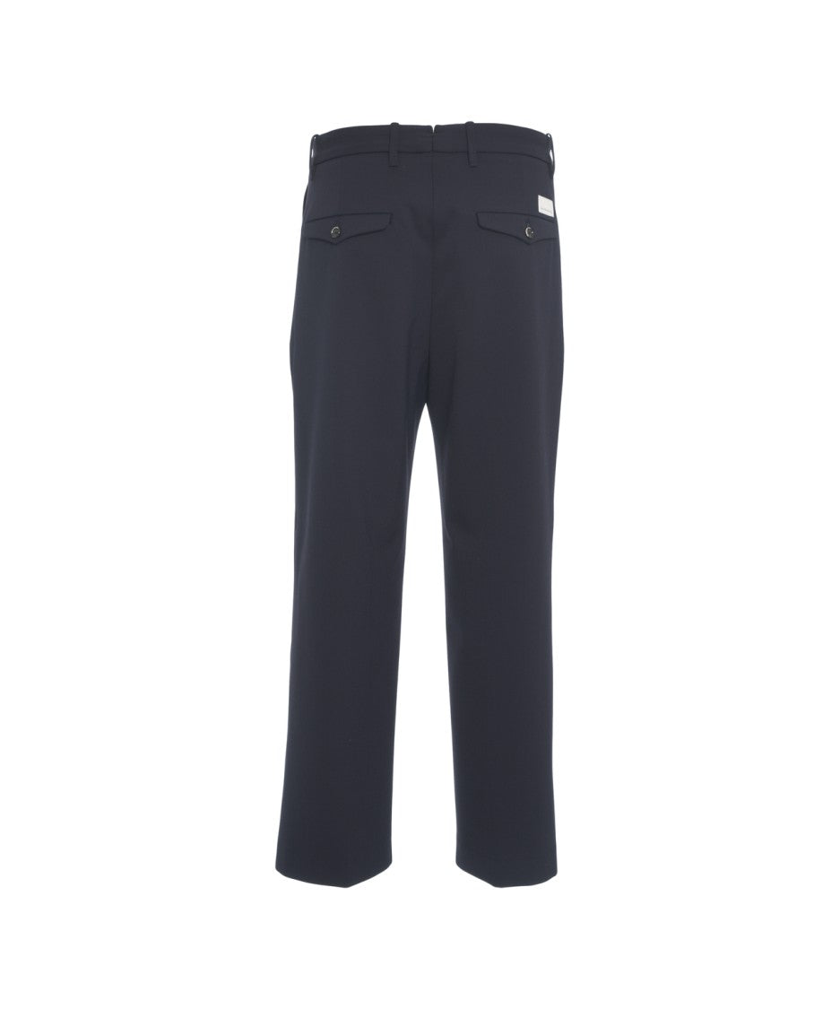 Nine In The Morning Baggy Blue Trousers With Straight Leg Cut And Hidden Zip Closure