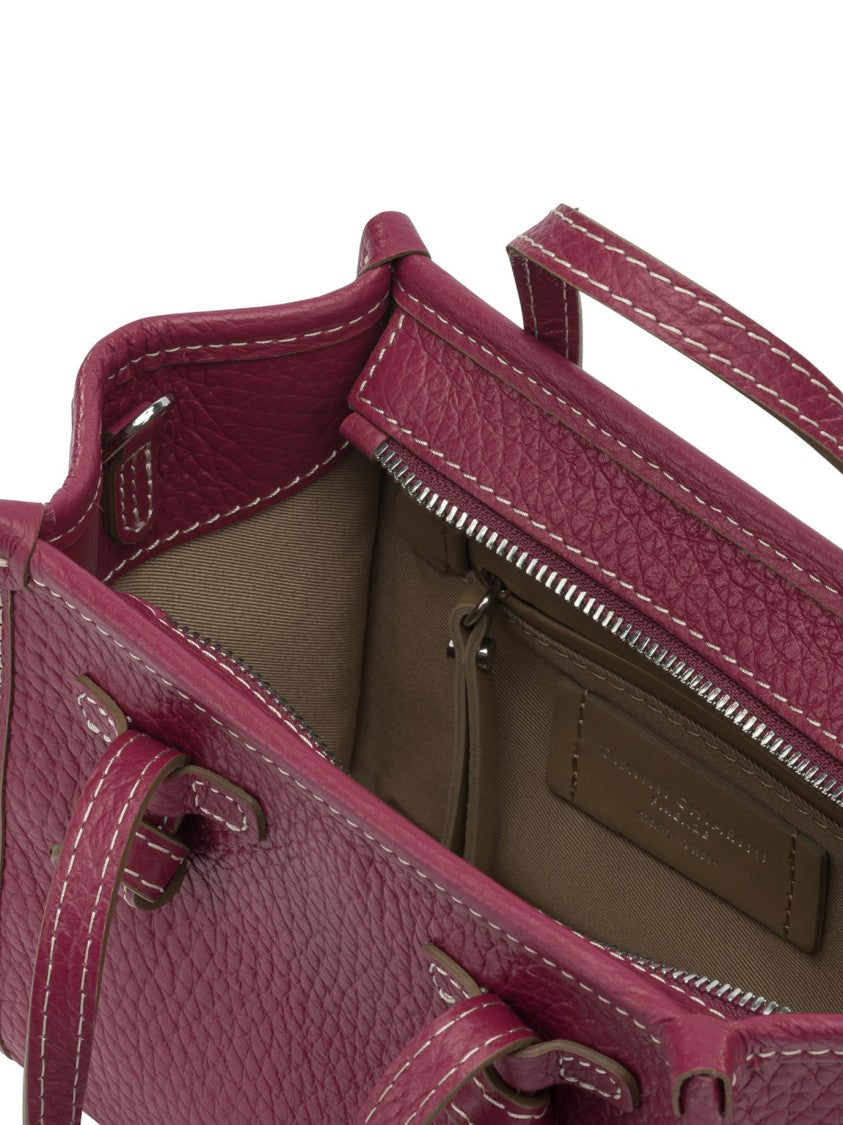 Gianni Chiarini Structured Fuchsia Leather Handbag With Dual Top Handles