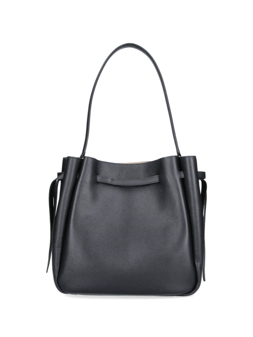 Tory Burch Black Romy Large Leather Bucket Bag