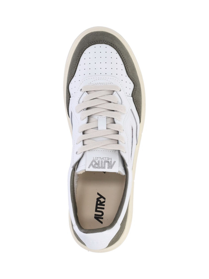 Autry Low-Top Sneakers With Olive Green Suede Overlays