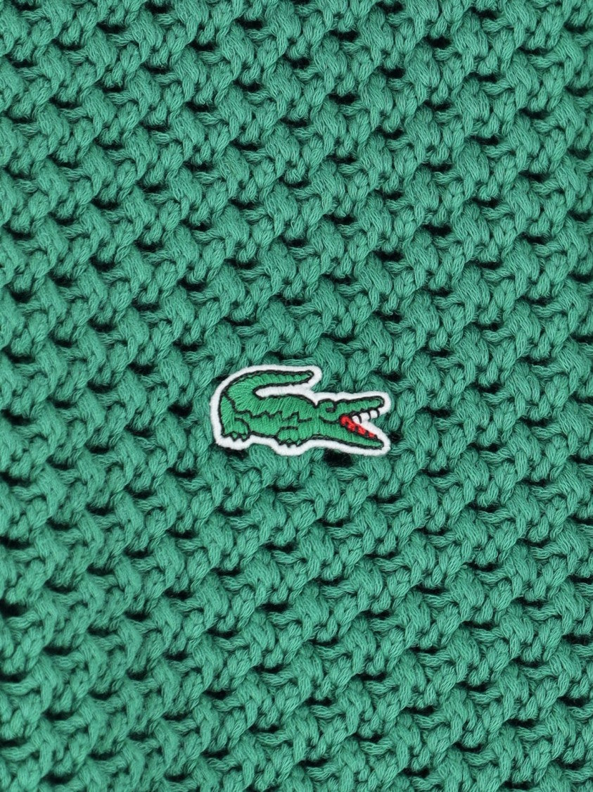 Lacoste Green Knitted Multicolor Stripe Polo Shirt