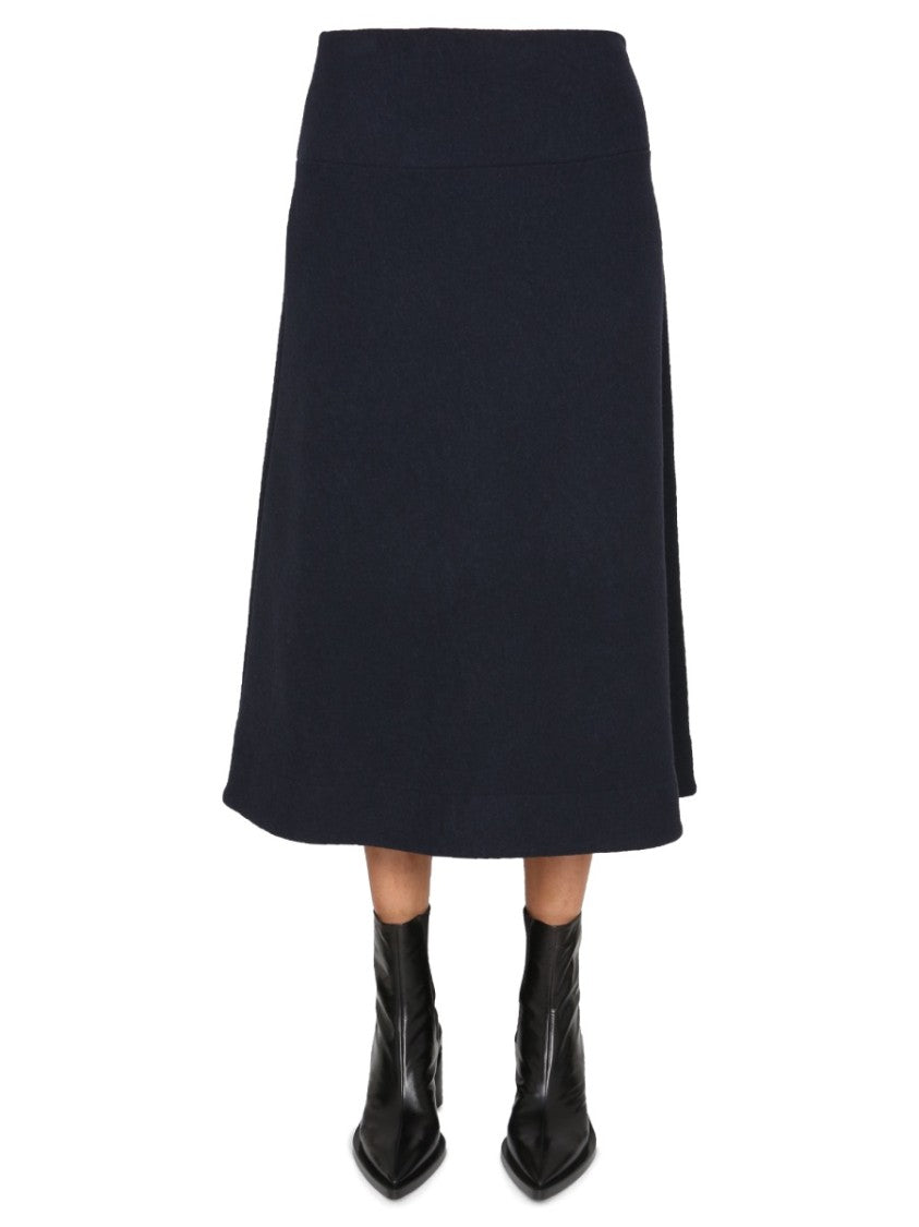 Jil Sander Flared Black Midi Skirt