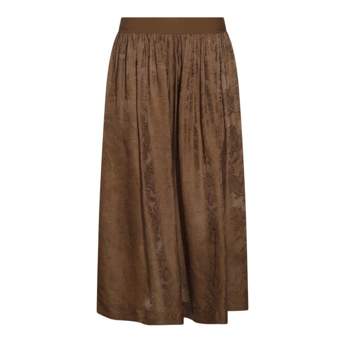 Uma Wang Rich Brown Jacquard Gathered Midi Skirt