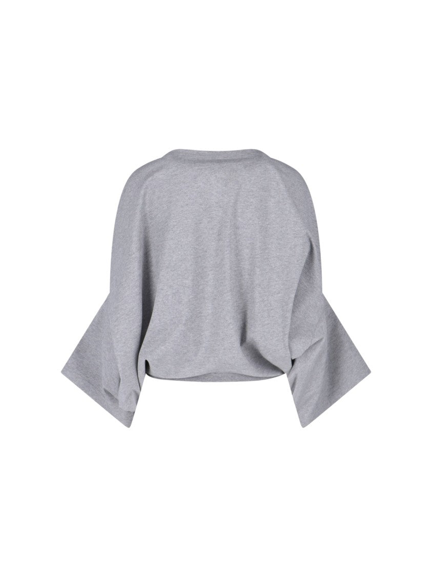 Stella Mccartney Grey Cropped Wide Sleeve Logo Sweatshirt