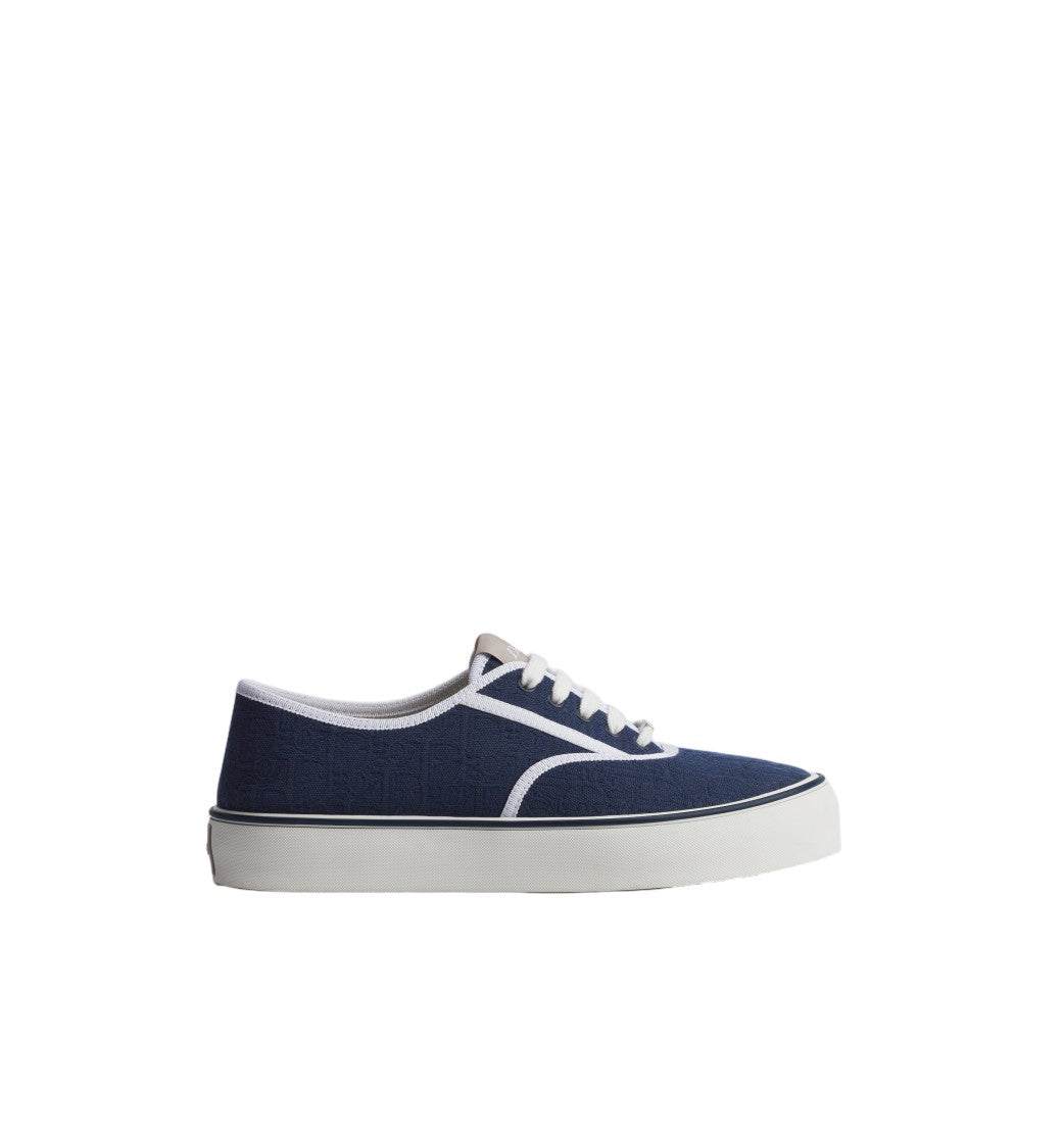 Christian Dior Low-Top Navy Sneaker With Textured Upper And White Accents