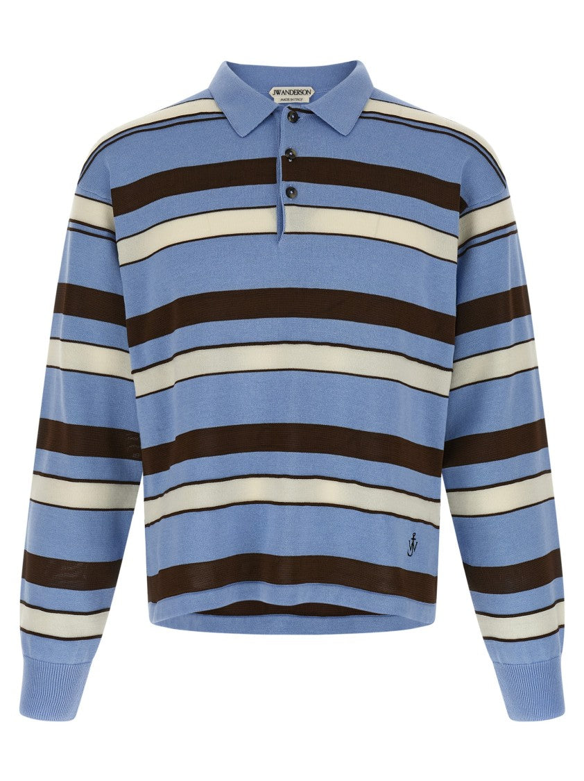 J. W. Anderson Knitted Striped Cotton Rugby Polo Shirt