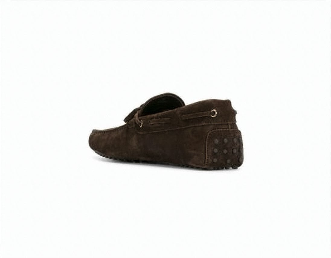 Tod's Suede Driving Shoes With Bow Detail And Pebbled Sole