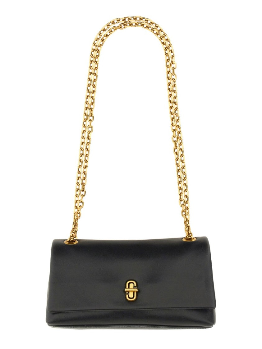 Marc Jacobs Rectangular Leather Shoulder Bag With Dual Gold Chain