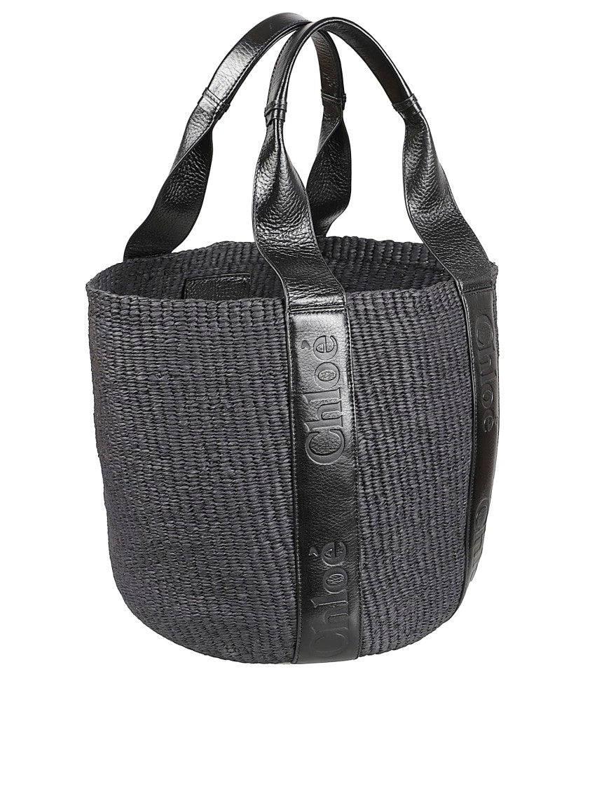 Chloé Woven Tote Bag With Embossed Leather Handles