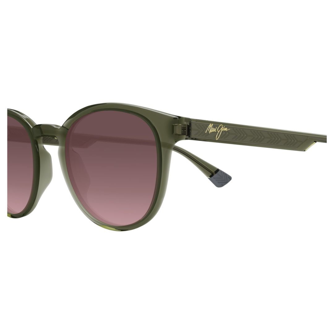 Maui Jim Hiehie Translucent Olive Green Sunglasses With Gradient Purple Lenses