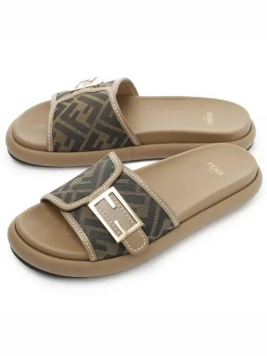 Fendi Slip-On Mules With Signature Monogram And Buckle Detail