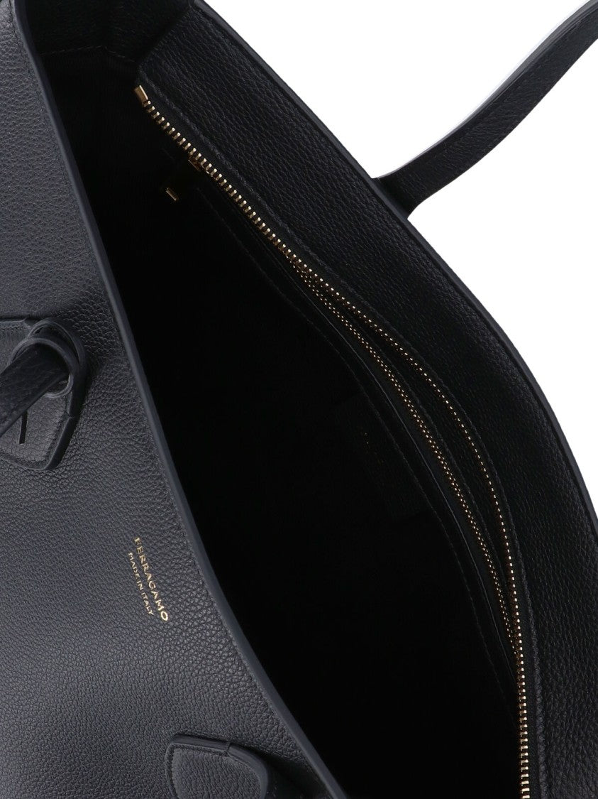 Ferragamo Compact Black Calfskin Tote Bag