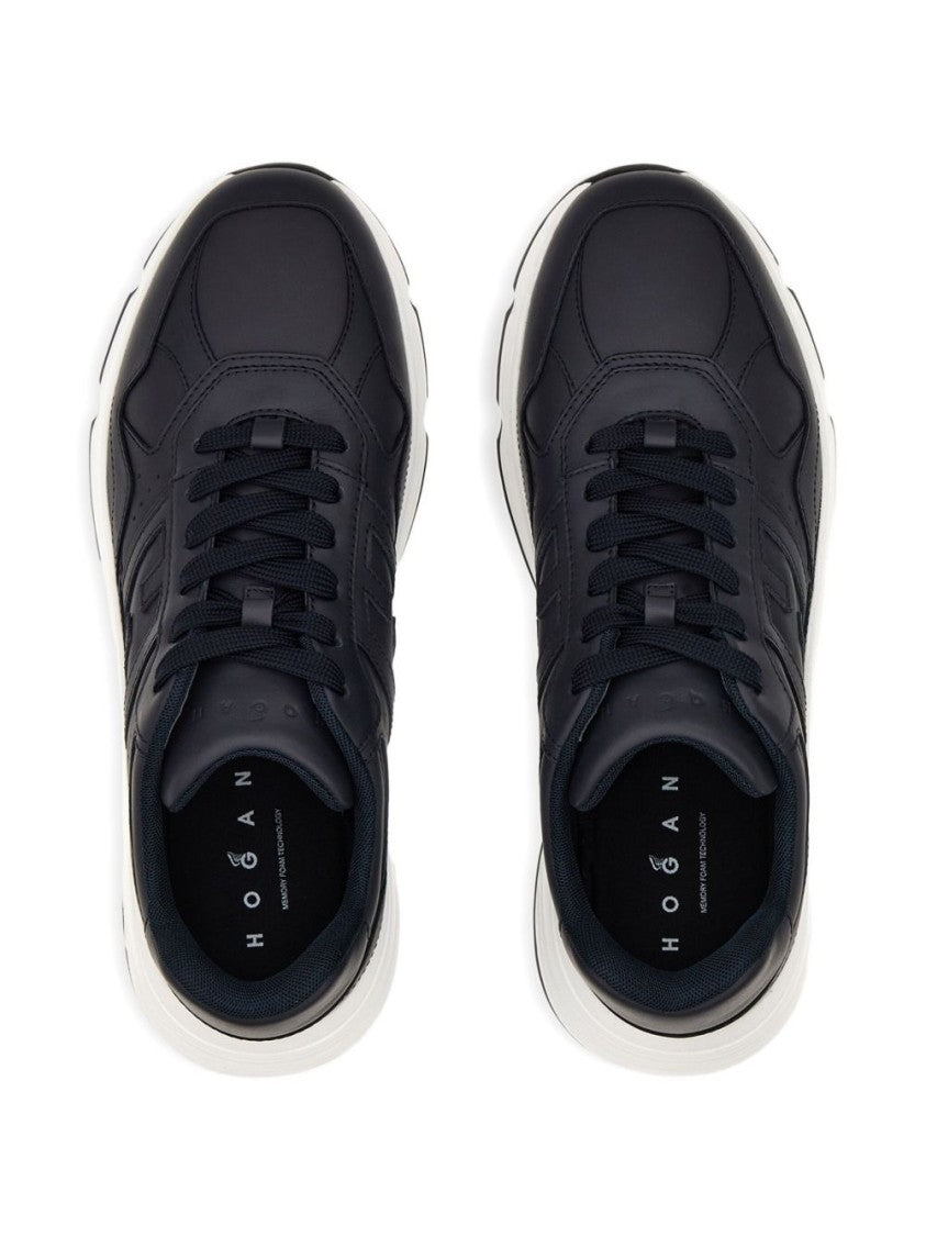 Hogan Lace-Up Black Sneakers With Padded Ankle Support