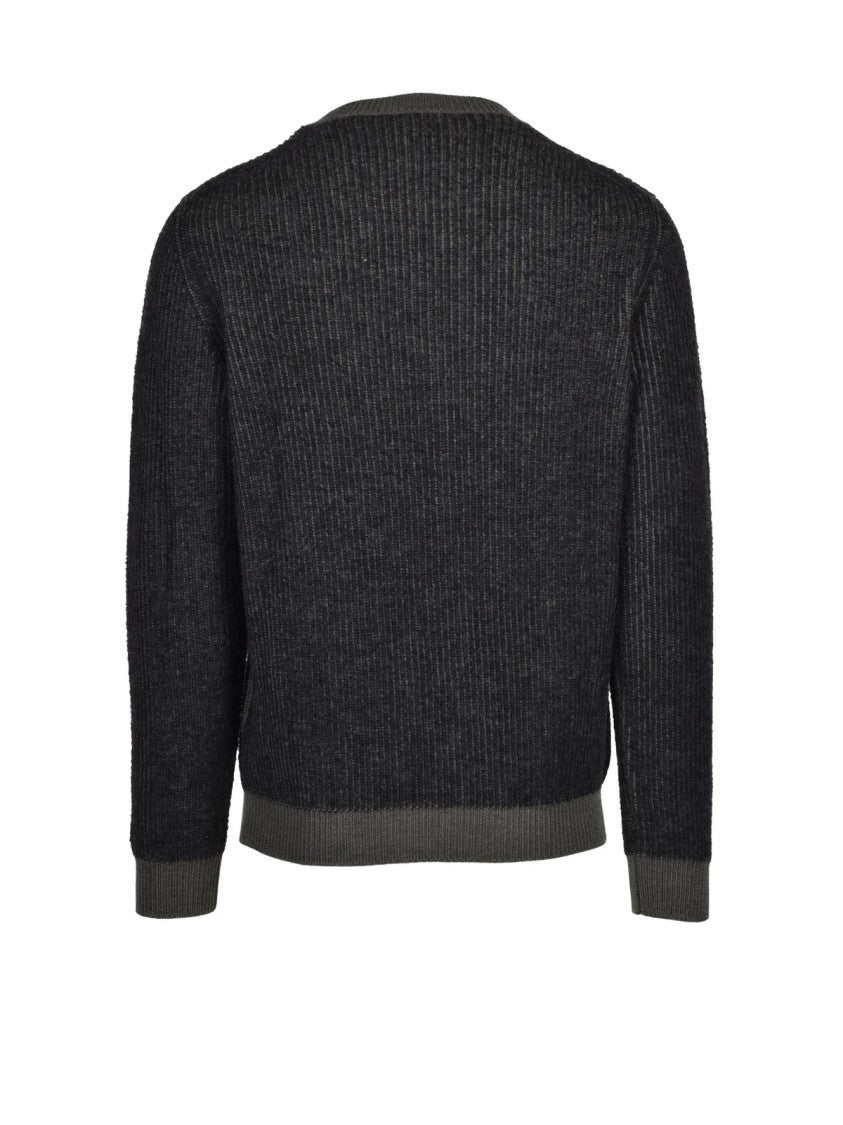 Dondup Warm Green Textured Knit Wool-Blend Crewneck Sweater