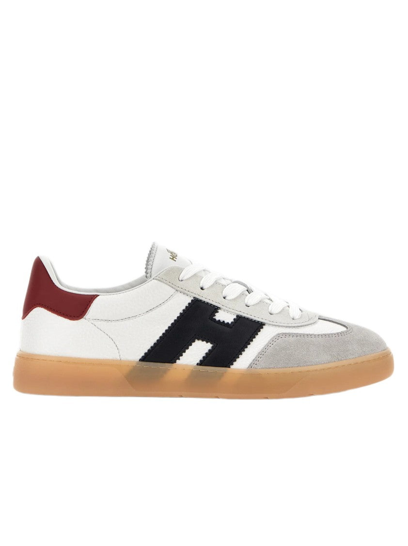 Hogan Low-Top White Leather Sneakers With Suede Overlays
