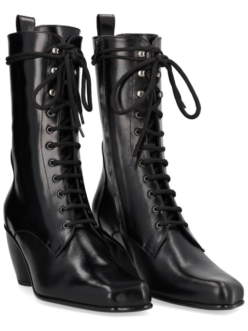 Vivienne Westwood Polished Leather Boots With Sculpted Block Heel
