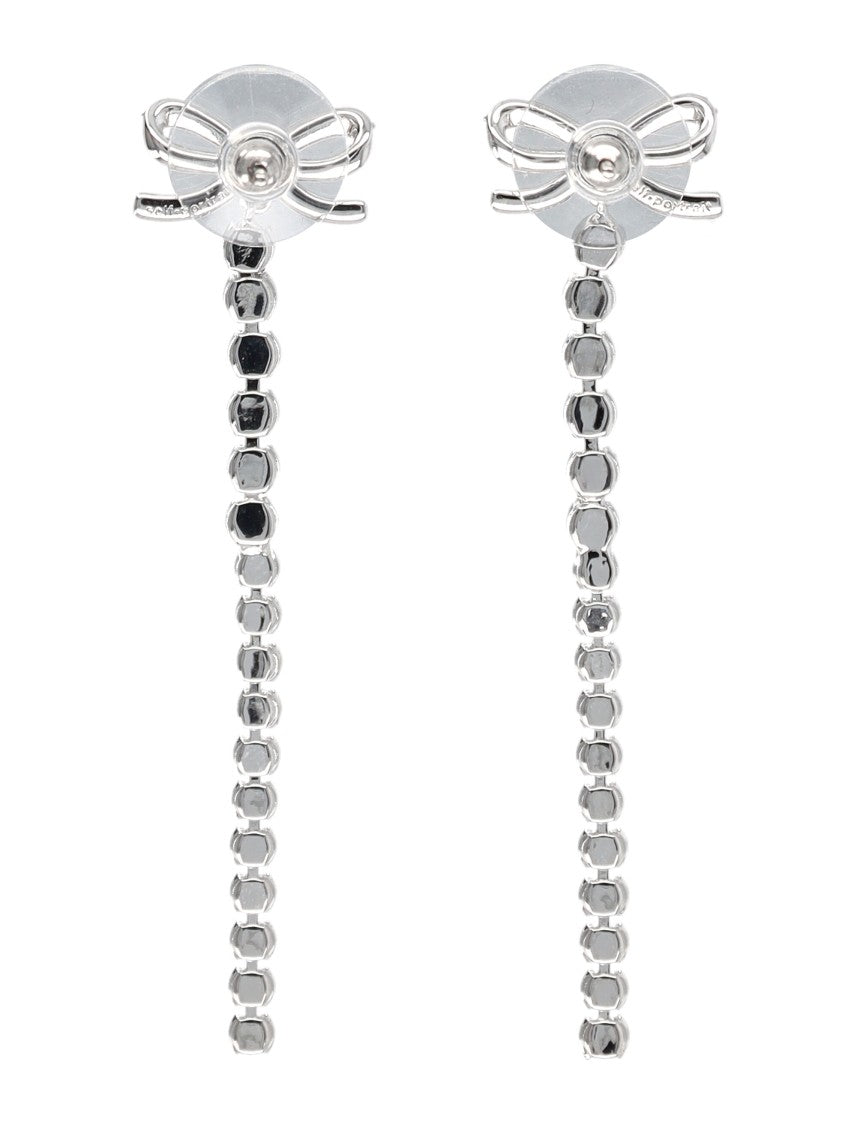 Self-Portrait Crystal Bow Droplet Earrings