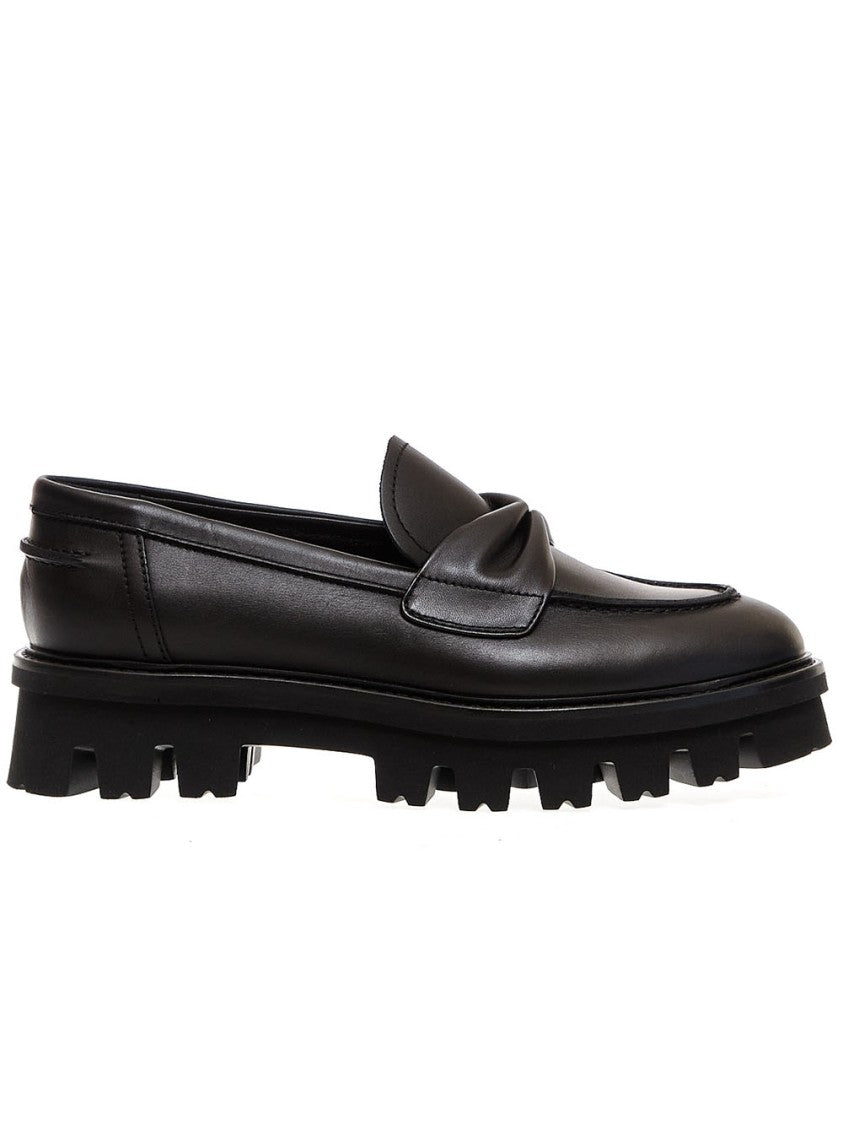 Agl Classy Black Leather Bow Moccasins
