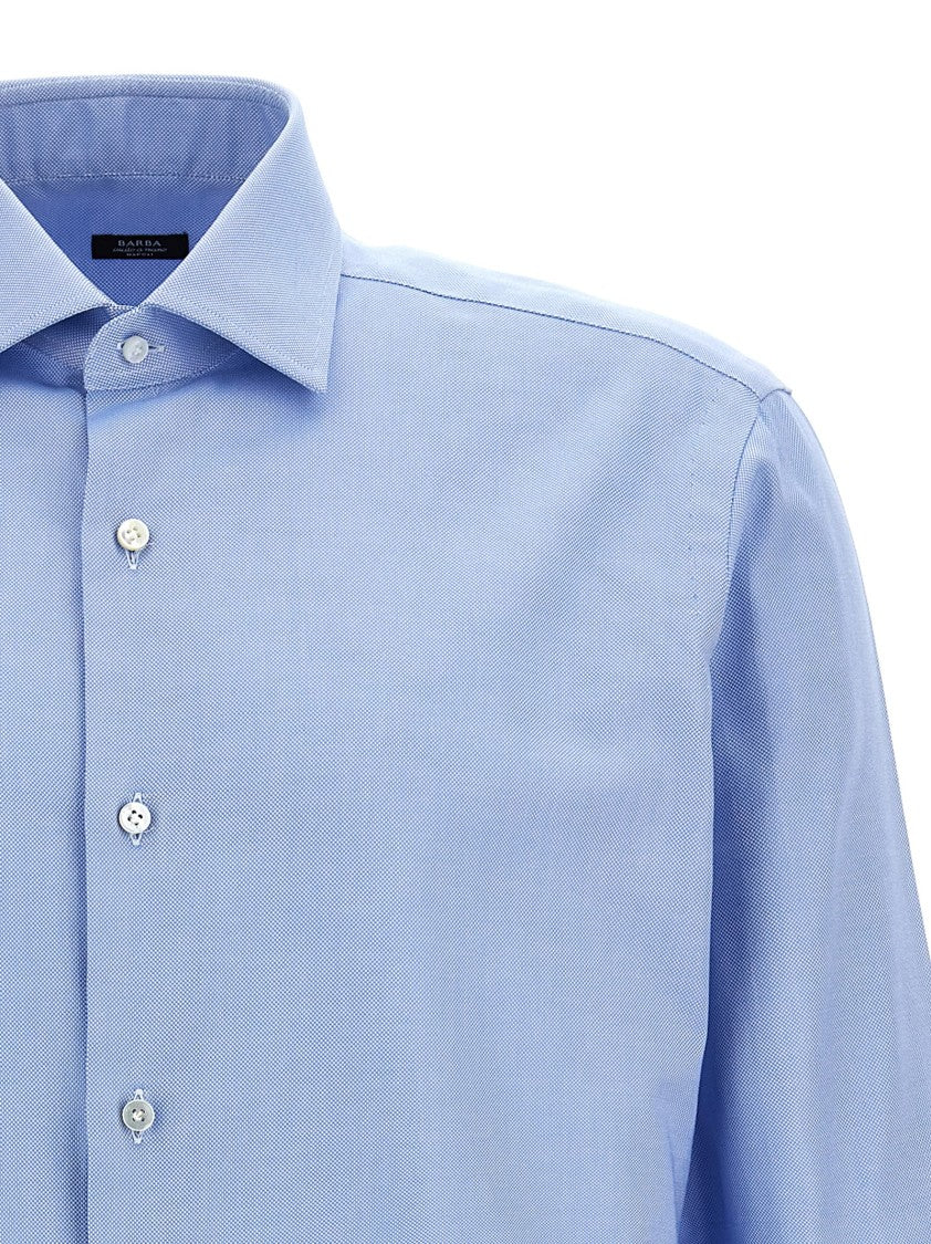 Barba Tailored Blue Cotton Shirt